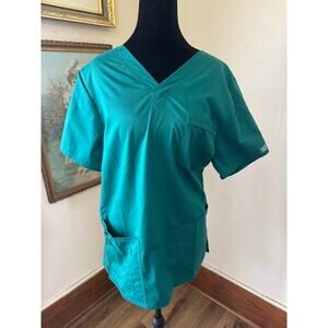 NWOT Cherokee Workwear Core Stretch Green Scrub Top XS V-Neck Medical Uniform